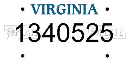 1340525 Virginia License Plate