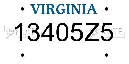 13405Z5 Virginia License Plate