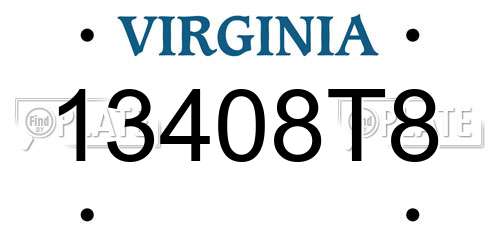 13408T8 Virginia License Plate