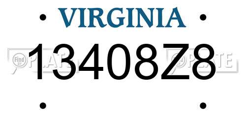 13408Z8 Virginia License Plate