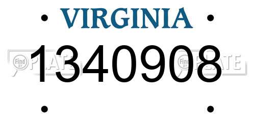 1340908 Virginia License Plate