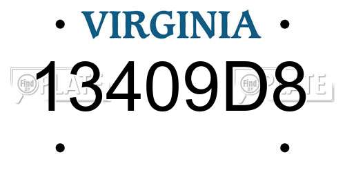 13409D8 Virginia License Plate
