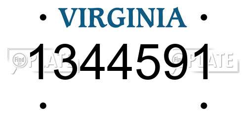 1344591 Virginia License Plate