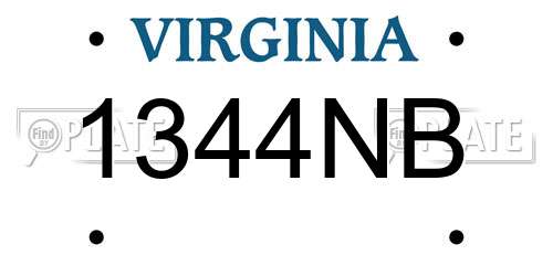 1344NB Virginia License Plate