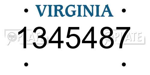 1345487 Virginia License Plate