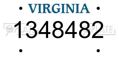1348482 Virginia License Plate