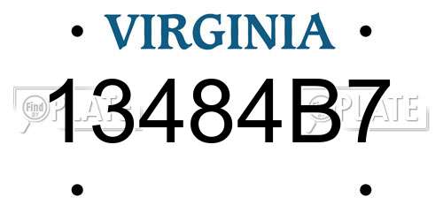 13484B7 Virginia License Plate