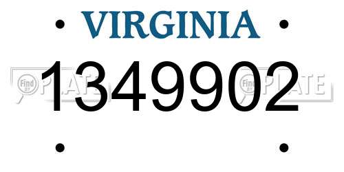 1349902 Virginia License Plate