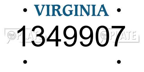1349907 Virginia License Plate