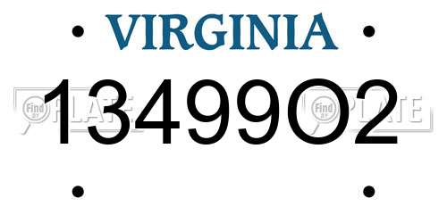 13499O2 Virginia License Plate