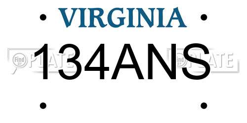 134ANS Virginia License Plate