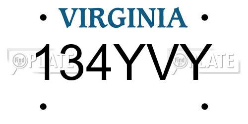 134YVY Virginia License Plate