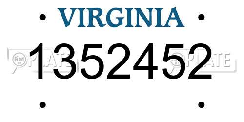 1352452 Virginia License Plate