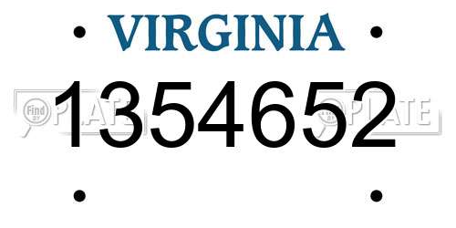 1354652 Virginia License Plate