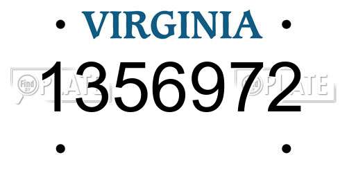1356972 Virginia License Plate