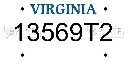 13569T2 Virginia License Plate