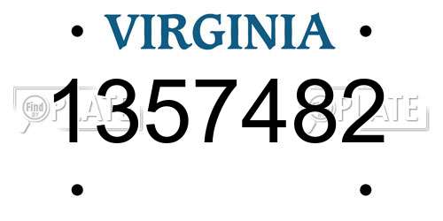 1357482 Virginia License Plate