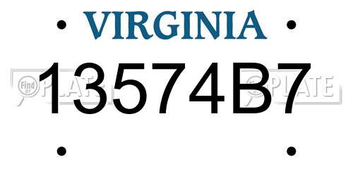 13574B7 Virginia License Plate