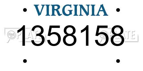 1358158 Virginia License Plate