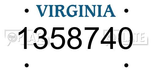 1358740 Virginia License Plate