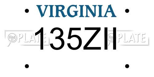 135ZII Virginia License Plate