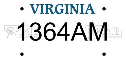 1364AM Virginia License Plate