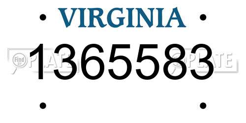 1365583 Virginia License Plate