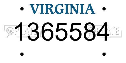 1365584 Virginia License Plate