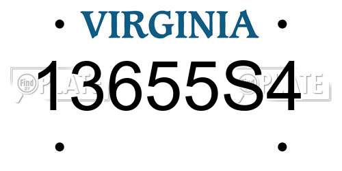 13655S4 Virginia License Plate