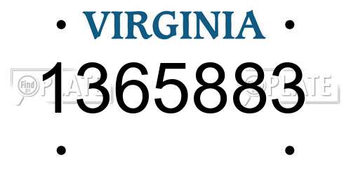 1365883 Virginia License Plate