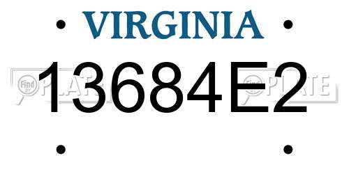 13684E2 Virginia License Plate