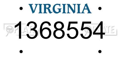 1368554 Virginia License Plate