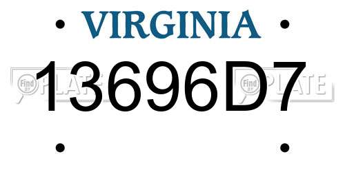 13696D7 Virginia License Plate