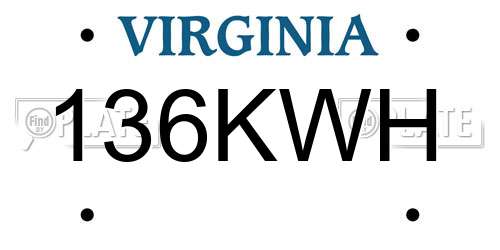 136KWH Virginia License Plate