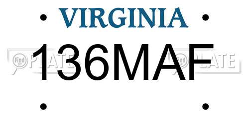 136MAF Virginia License Plate