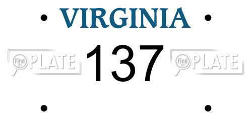 137 Virginia License Plate
