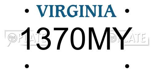 1370MY Virginia License Plate