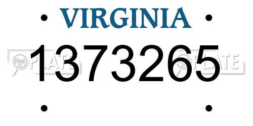 1373265 Virginia License Plate