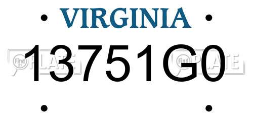 13751G0 Virginia License Plate