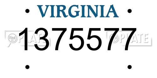 1375577 Virginia License Plate