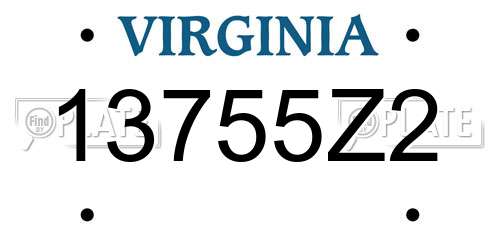 13755Z2 Virginia License Plate
