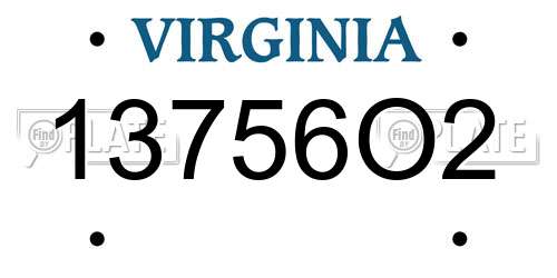13756O2 Virginia License Plate