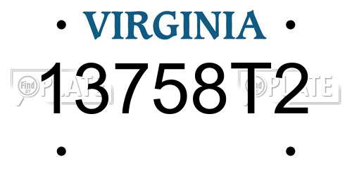 13758T2 Virginia License Plate