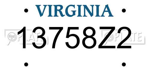 13758Z2 Virginia License Plate