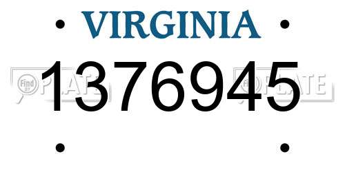 1376945 Virginia License Plate