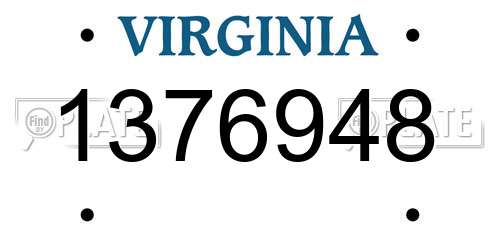 1376948 Virginia License Plate