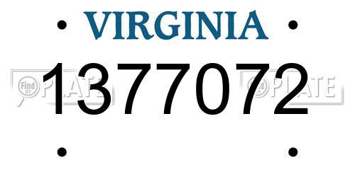 1377072 Virginia License Plate