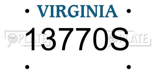 13770S Virginia License Plate