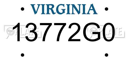 13772G0 Virginia License Plate