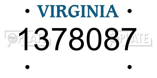 1378087 Virginia License Plate